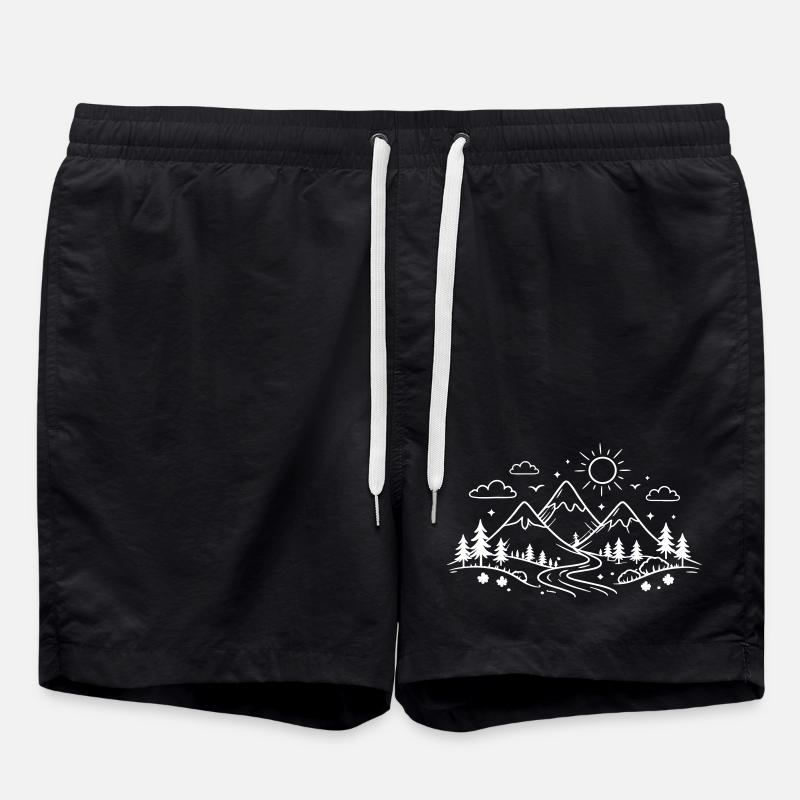 Mountains Landscape Nature - Swim Trunks - black
