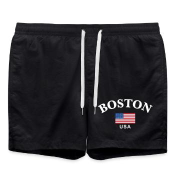 Boston, États-Unis - Short de bain - noir - Devant - AI Model Male 185 light (185cm)