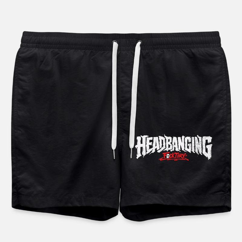Logo de headbanging blanc - Short de bain - noir