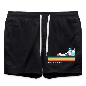 Retro pharmacist pharmacy technician - Swim Trunks - black - Front - AI Model Male 185 light (185cm)