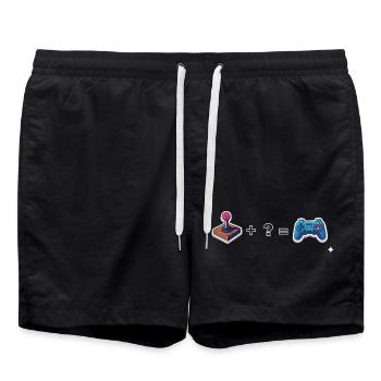Retro joystick meets gamepad - Swim Trunks - black - Front - AI Model Male 185 light (185cm)