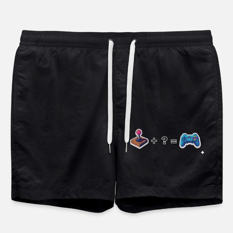 Retro joystick meets gamepad - Swim Trunks - black