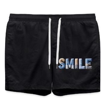 Smile Patchwork Trend Lettering Stil Handmade - Badeshorts - Schwarz - Vorne - AI Model Male 185 light (185cm)