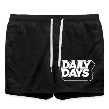 Daily Days Fettes Schwarzweißes Logo - Badeshorts - Schwarz - Vorne - AI Model Male 185 light (185cm)