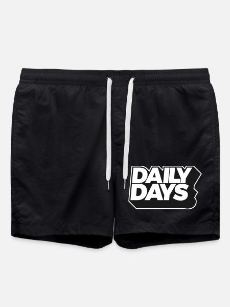 Daily Days Bold Monochrome Logo - Swim Trunks - black