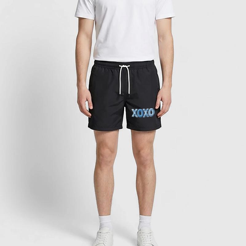 XOXO Patchwork Look with Fabric Look Swim Trunks