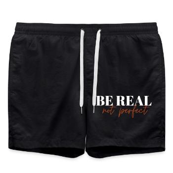 Be Real Not Perfect ! - Badeshorts - Schwarz - Vorne - AI Model Male 185 light (185cm)