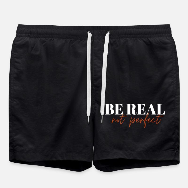Be Real Not Perfect ! - Swim Trunks - black