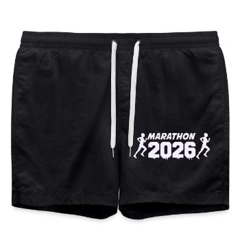 Marathon 2026 Runner Silhouette Design - Swim Trunks - black - Front - AI Model Male 185 light (185cm)