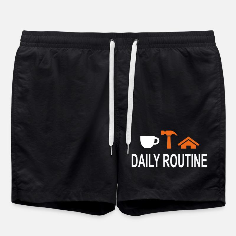 TäglicheRoutine, Daily Routine, Arbeit kann warten - Badeshorts - Schwarz