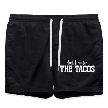 Ich bin nur wegen der Tacos hier. - Badeshorts - Schwarz - Vorne - AI Model Male 185 light (185cm)