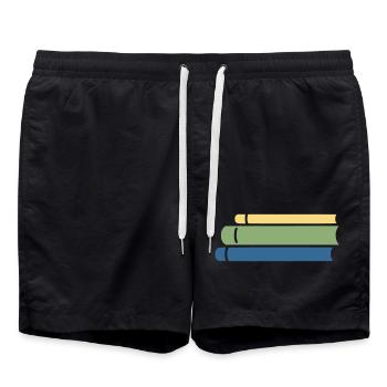 Stack of Books Colorful Flat Design - Swim Trunks - black - Front - AI Model Male 185 light (185cm)