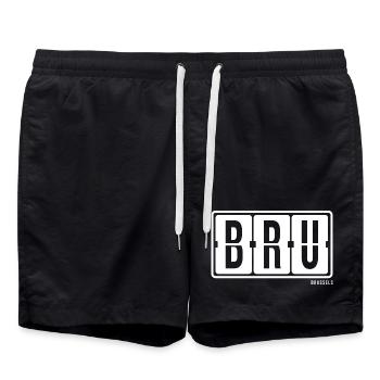 Brussels BRU, City Souvenir Polo, T-Shirt, Bag - Swim Trunks - black - Front - AI Model Male 185 light (185cm)