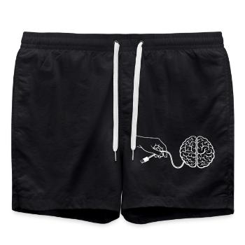Brain Head Cable Connector Artificial Intelligence - Swim Trunks - black - Front - AI Model Male 185 light (185cm)