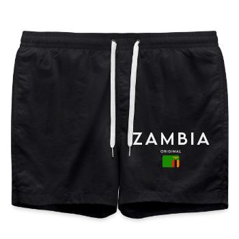 Fierté zambienne, design minimaliste et élégant - Short de bain - noir - Devant - AI Model Male 185 light (185cm)