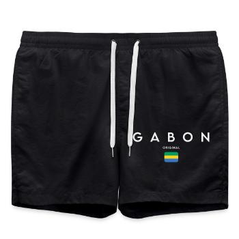 Gabonese pride, minimalist sleek design - Swim Trunks - black - Front - AI Model Male 185 light (185cm)