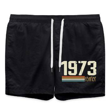 Février 1973 - Février 1973 Anniversaire 1973 - Short de bain - noir - Devant - AI Model Male 185 light (185cm)