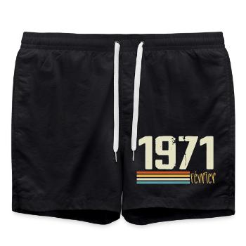 February 1971 - February 1971 Anniversary 1971 - Swim Trunks - black - Front - AI Model Male 185 light (185cm)