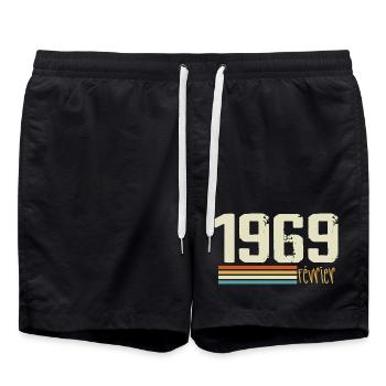 Février 1969 - Février 1969 Anniversaire 1969 - Short de bain - noir - Devant - AI Model Male 185 light (185cm)