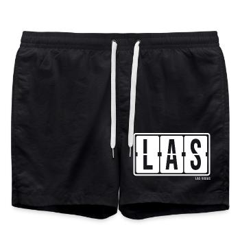 Las Vegas LAS, City souvenir Hoodie, T-Shirt, Cap - Swim Trunks - black - Front - AI Model Male 185 light (185cm)