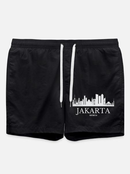 Jakarta Skyline, Jakarta Indonesia - Swim Trunks - black