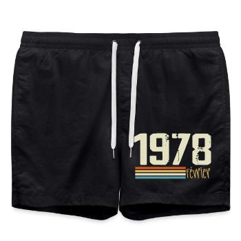 Février 1978 - Février 1978 Anniversaire 1978 - Short de bain - noir - Devant - AI Model Male 185 light (185cm)