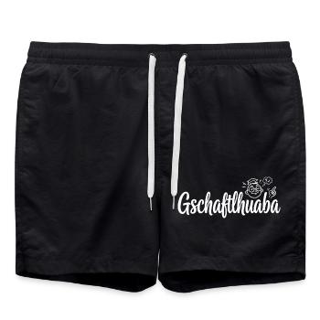 Gschaftlhuaba – Bayerischer Besserwisser - Badeshorts - Schwarz - Vorne - AI Model Male 185 light (185cm)