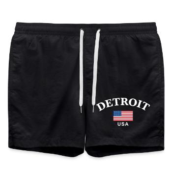 Detroit, USA - Swim Trunks - black - Front - AI Model Male 185 light (185cm)