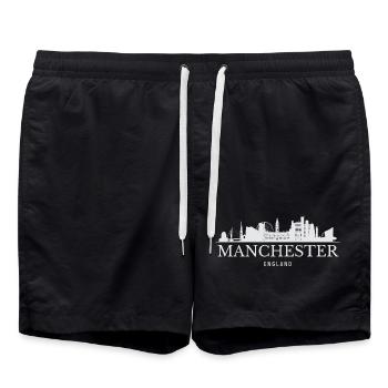 Manchester Skyline, Manchester England - Swim Trunks - black - Front - AI Model Male 185 light (185cm)