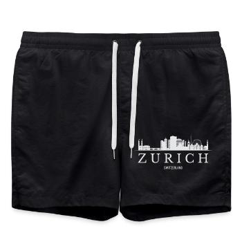 Zurich Skyline, Zurich Suisse - Short de bain - noir - Devant - AI Model Male 185 light (185cm)