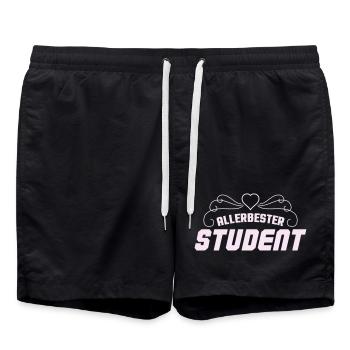 Meilleur badge rétro étudiant - Short de bain - noir - Devant - AI Model Male 185 light (185cm)