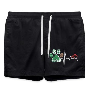 Shamrock rhythm heartbeat - Swim Trunks - black - Front - AI Model Male 185 light (185cm)