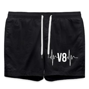 V8 Heartbeat Us Car Liebhbaber Motif - Short de bain - noir - Devant - AI Model Male 185 light (185cm)