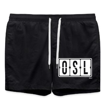 OSL d’Oslo, sweat à capuche souvenir de la ville, tasse, bonnet - Short de bain - noir - Devant - AI Model Male 185 light (185cm)