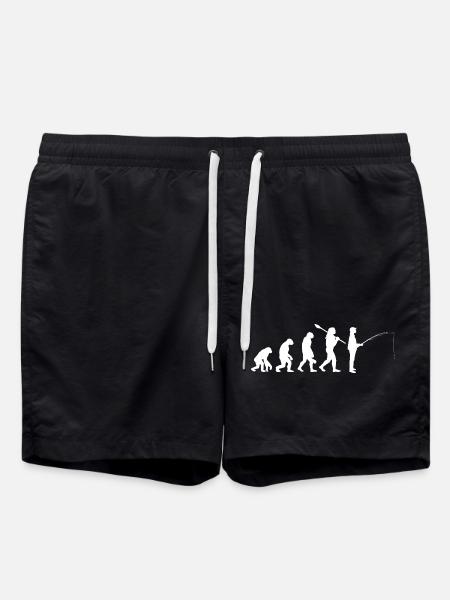 Evolution of Man Fishing Silhouette - Swim Trunks - black