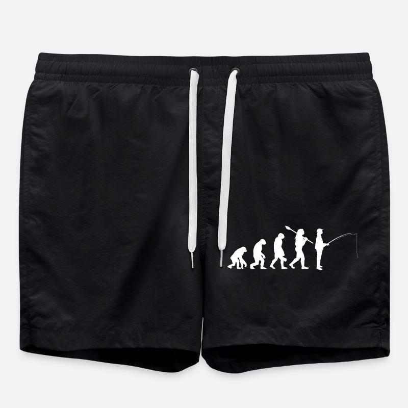 Evolution of Man Fishing Silhouette - Swim Trunks - black