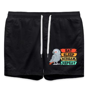 Papagei Grau - Badeshorts - Schwarz - Vorne - AI Model Male 185 light (185cm)