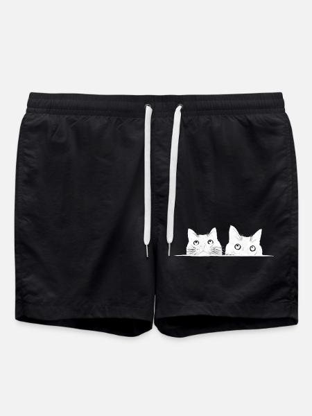 Two peeking cats - Swim Trunks - black
