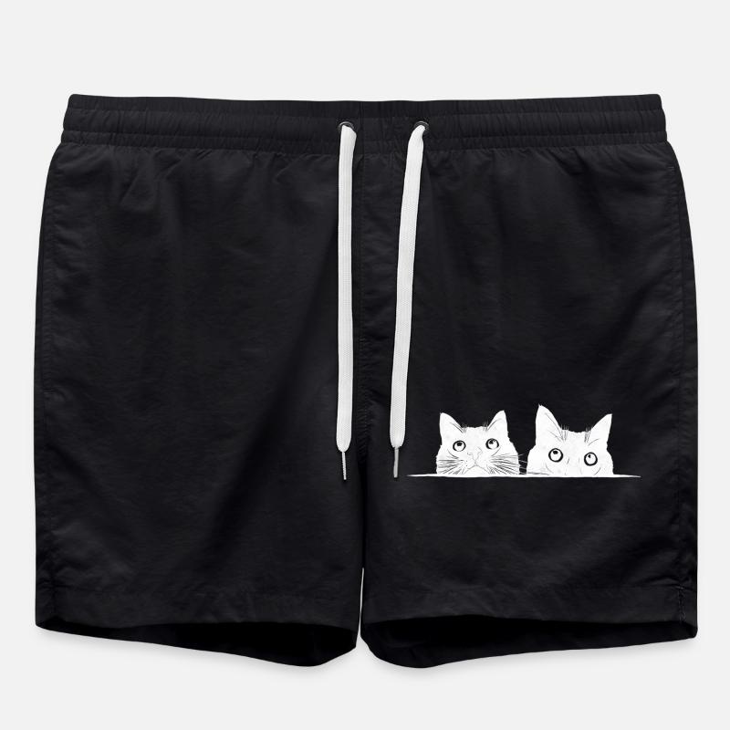 Deux chats qui espionnent - Short de bain - noir