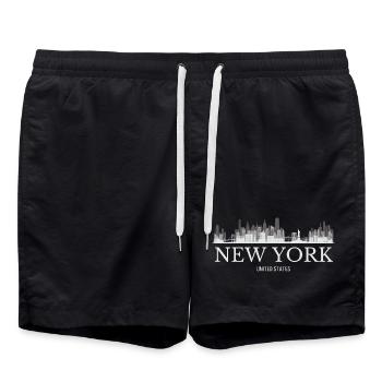 New York Skyline, New York USA - Swim Trunks - black - Front - AI Model Male 185 light (185cm)