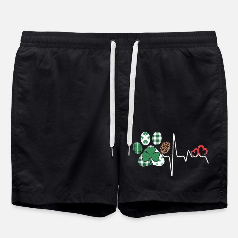 Clover Heart Pattern Mix - Swim Trunks - black
