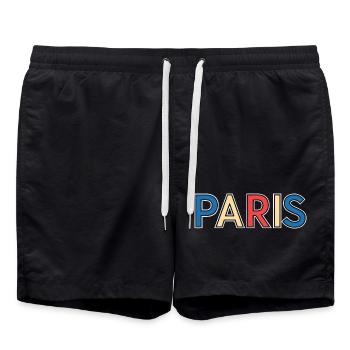 Paris Color Block Typography - Short de bain - noir - Devant - AI Model Male 185 light (185cm)