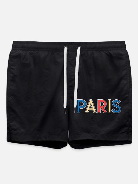 Pariser Farbblocktypografie - Badeshorts - Schwarz