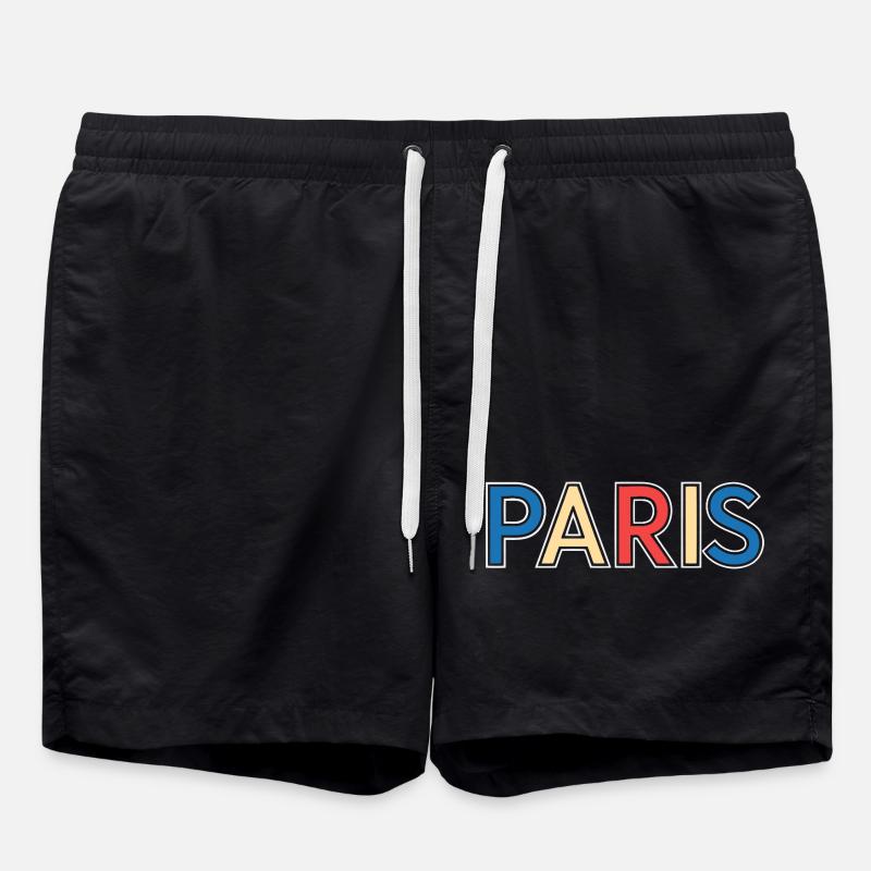 Pariser Farbblocktypografie - Badeshorts - Schwarz