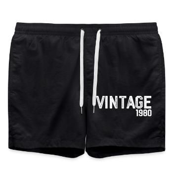 Vintage 1980's - Swim Trunks - black - Front - AI Model Male 185 light (185cm)