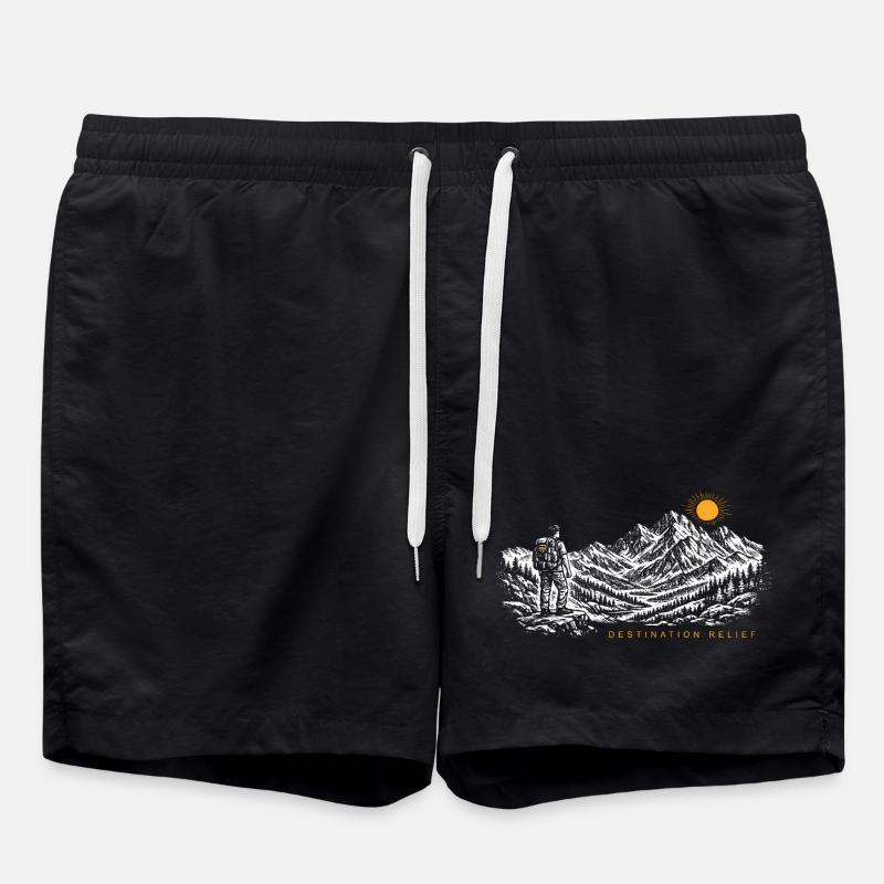 Wanderer Sonnenaufgang Destination Relief Hell - Badeshorts - Schwarz