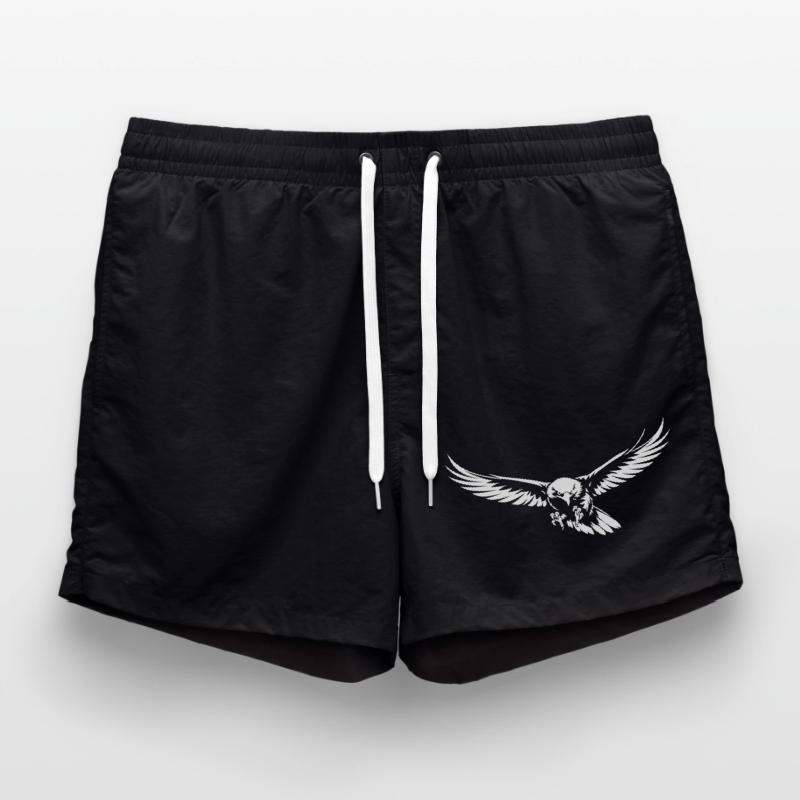 Attacking eagle in flight Swim Trunks