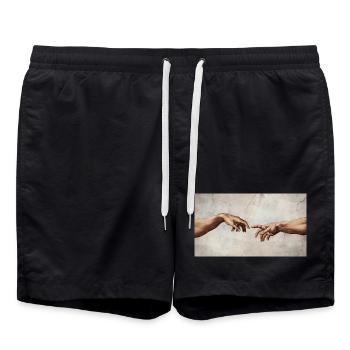 Michelangelos sechsfingeriger "Creation of Adam" Slop - Badeshorts - Schwarz - Vorne - AI Model Male 185 light (185cm)