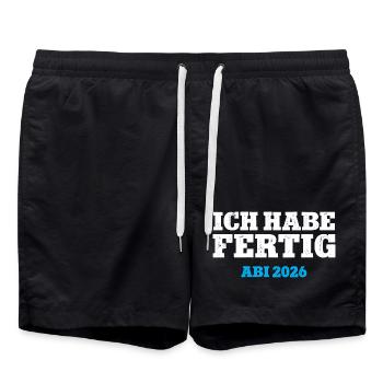 ICH HABE FERTIG ABI 2026 ABITUR Schulabschluss 26 - Badeshorts - Schwarz - Vorne - AI Model Male 185 light (185cm)