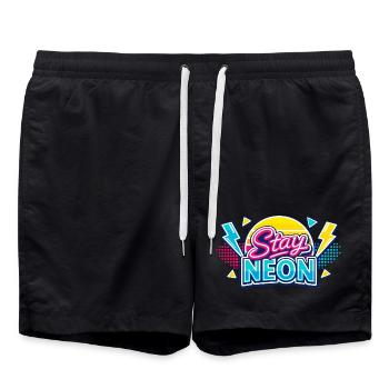 Stay Neon Retro Burst - Badeshorts - Schwarz - Vorne - AI Model Male 185 light (185cm)